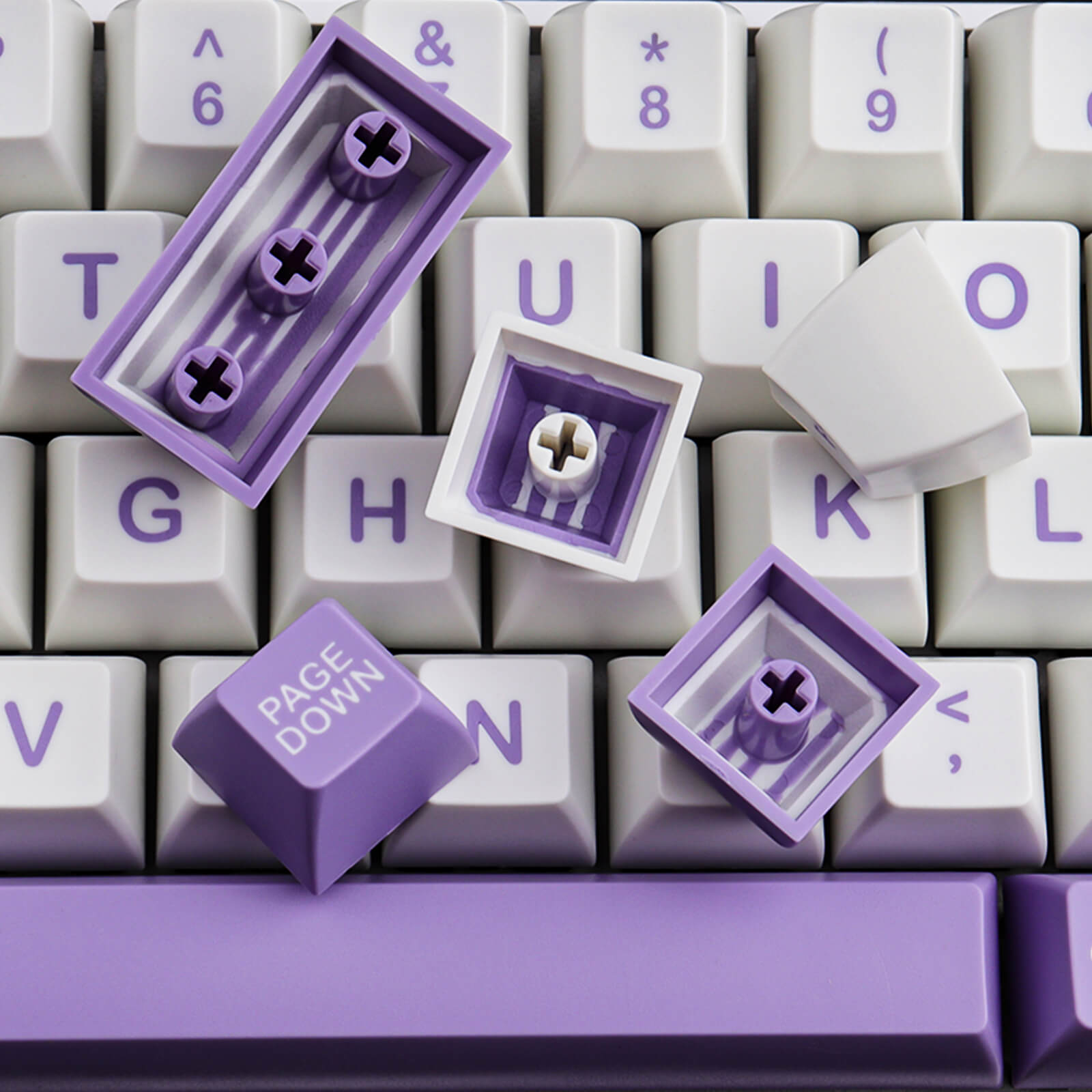 127 KEYS SA PROFILE Purple White keycaps