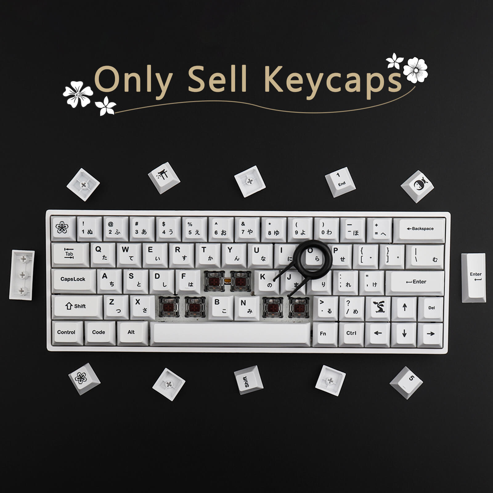 Minimalist-White Japanese Keycaps - joorkey