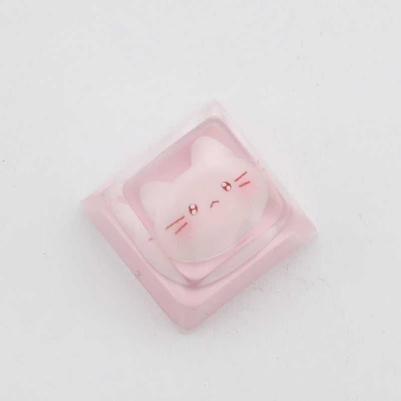 Personalized Resin Epoxy Translucent Cute Cat Keycap Cross Axis Mechanical Keyboard Keycap Single Height