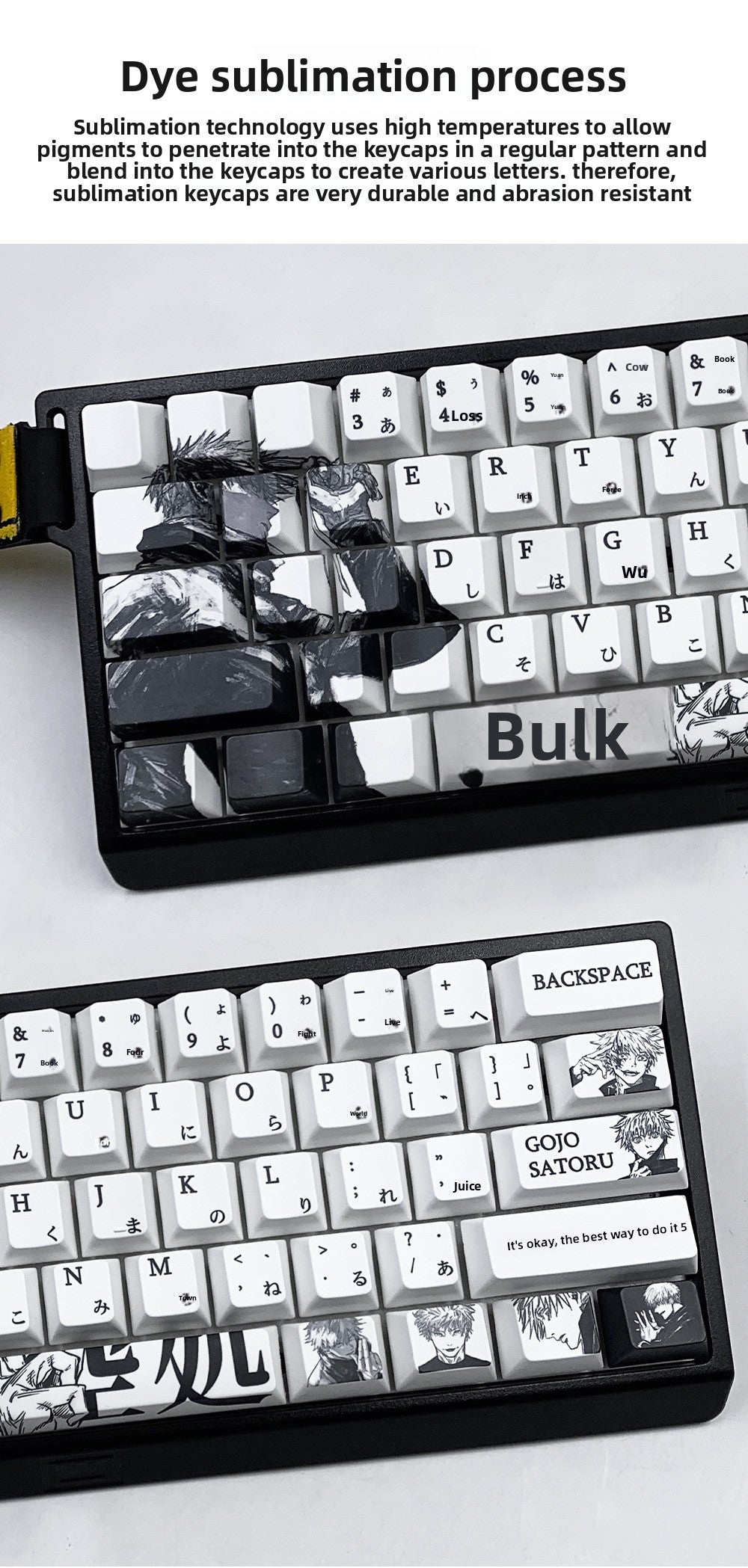 Jujutsu Kaisen Gojo Satoru Keycap Five-Sided Sublimation Customization Compatible with Wooting 60HE Keycap