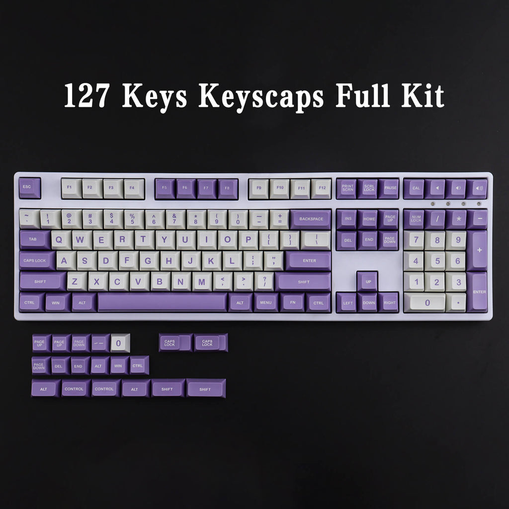 127 KEYS SA PROFILE Purple White keycaps