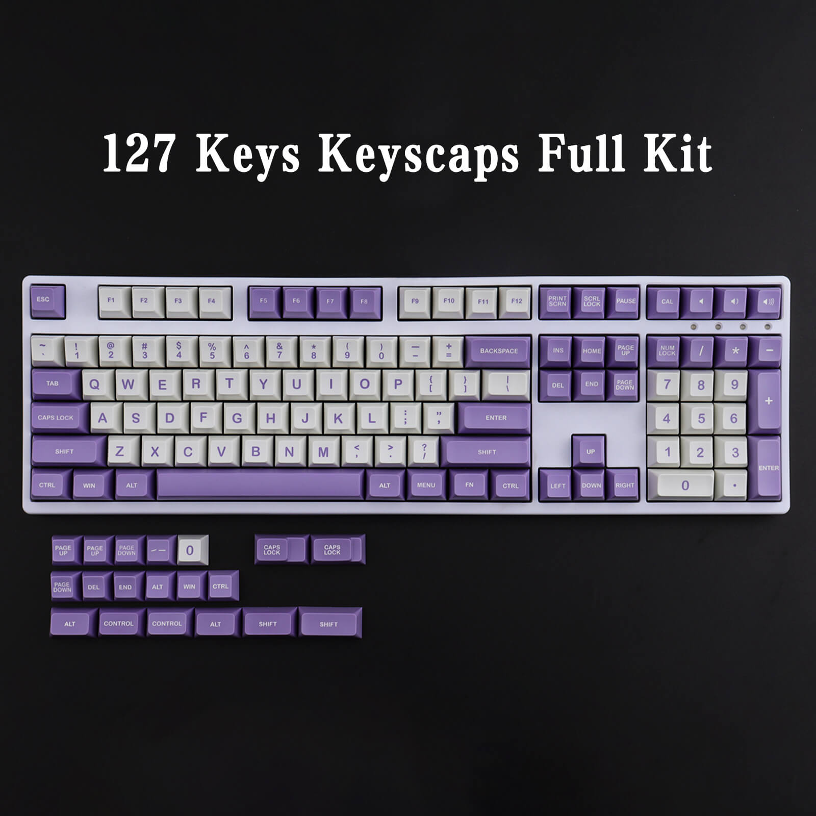 127 KEYS SA PROFILE Purple White keycaps