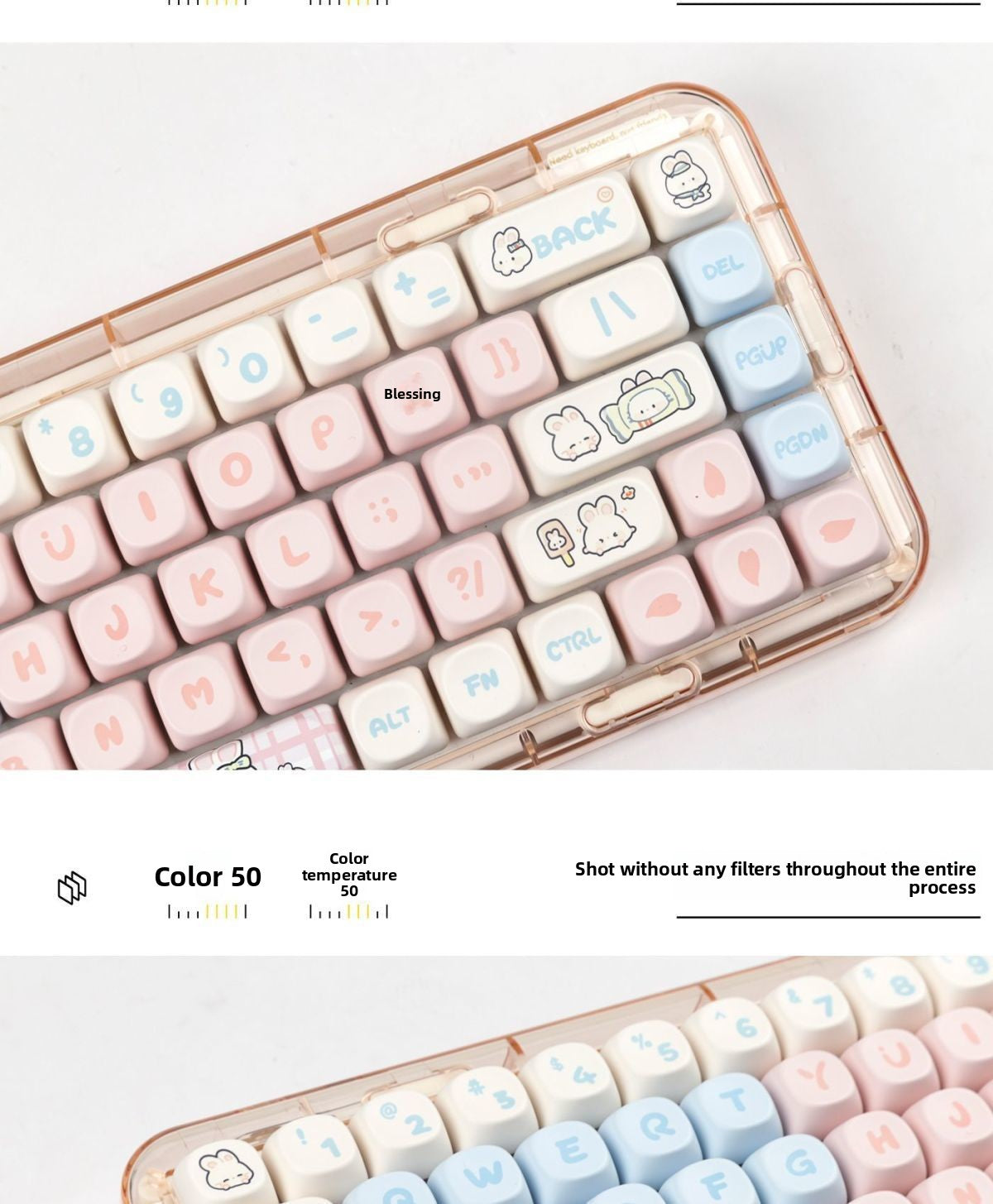Toffee Bunny Cute Personalized Keycap MOA Dye-Sublimation PBT Rounded Compatible with Mechanical Keyboard 61/68/87/104