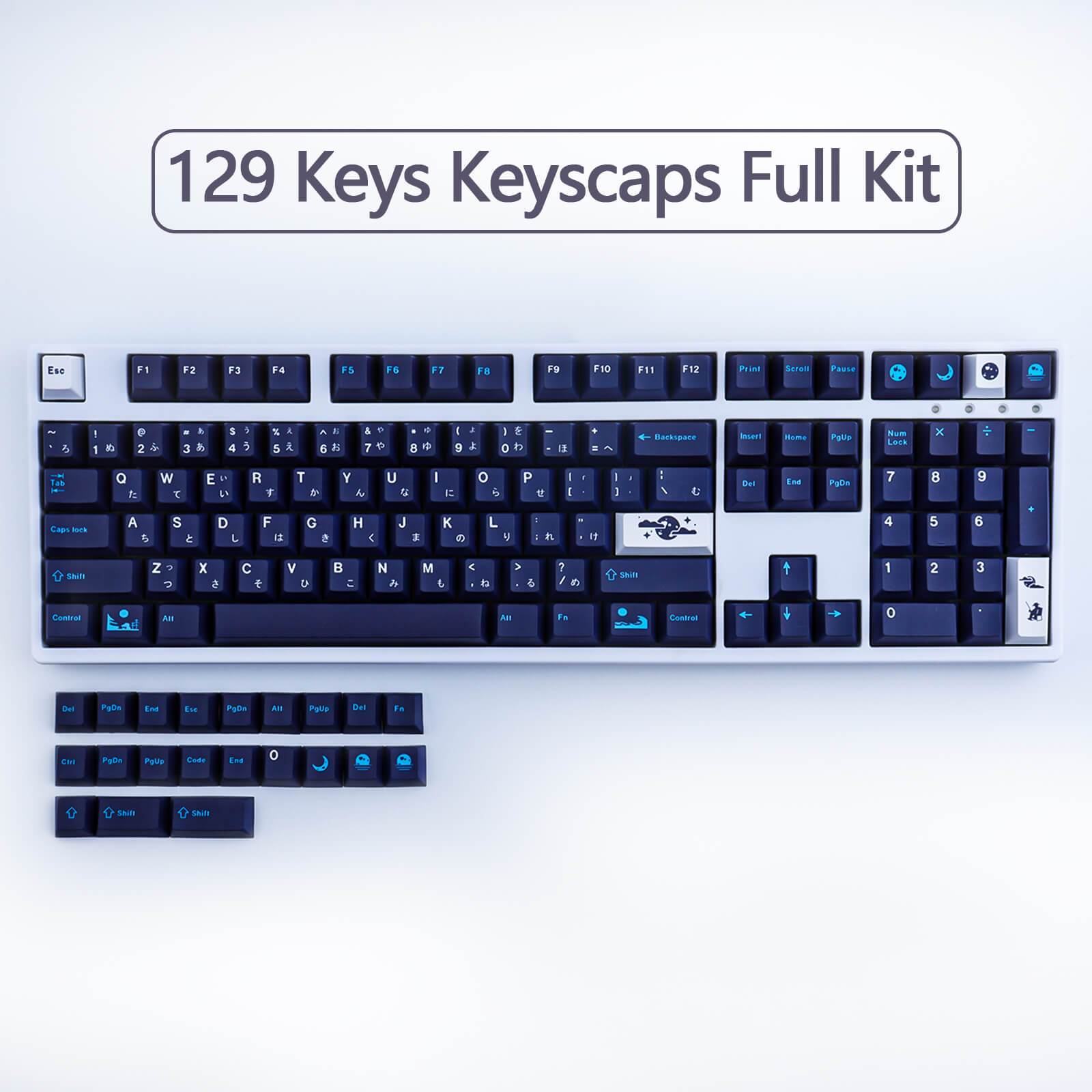 129 Keys PBT DYE-SUB Blue Hell keycaps