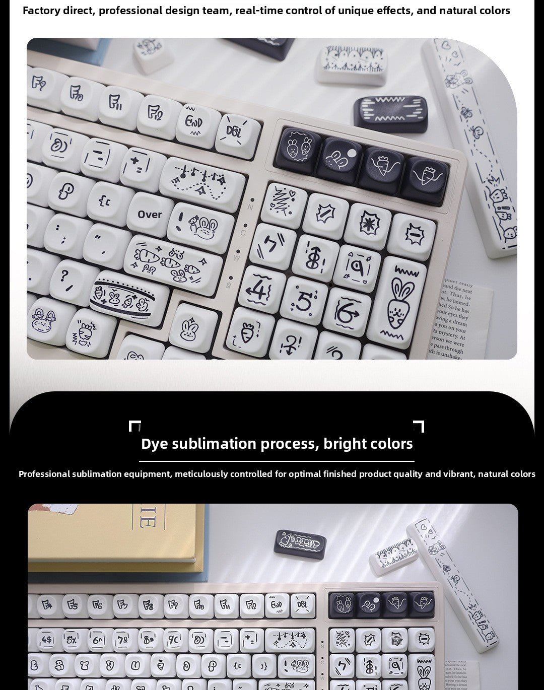 Carrot Rabbit Mechanical Keyboard Keycaps MOA/FA Height Customizable Keycaps Compatible with Wolf F Spider 75 87 98 104