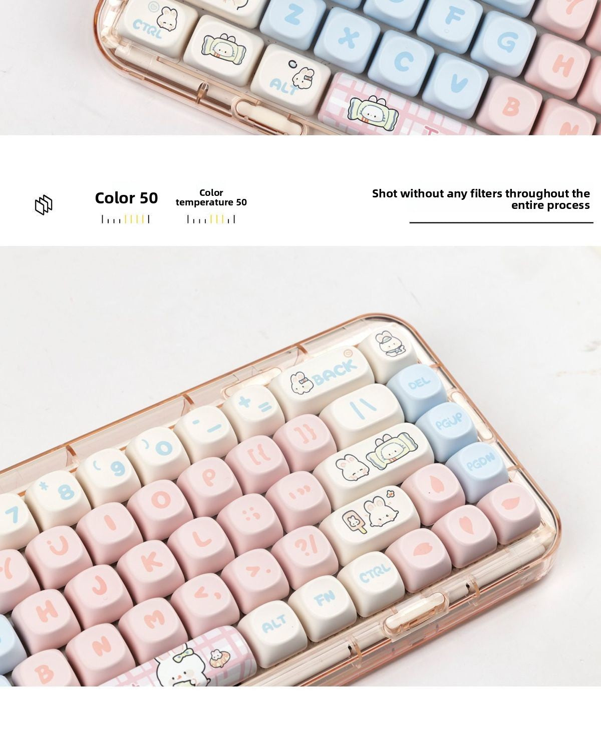 Toffee Bunny Cute Personalized Keycap MOA Dye-Sublimation PBT Rounded Compatible with Mechanical Keyboard 61/68/87/104