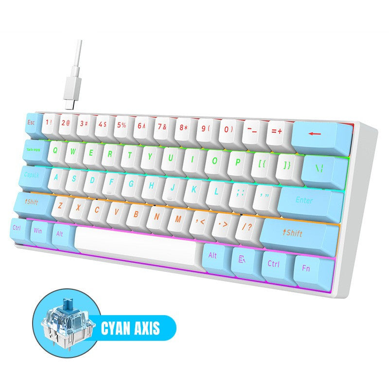 Mechanical Keyboard Custom Blue Switch Hot-Swappable Full-Key Rollover True Mechanical Keyboard Dual-Color Dye-Sublimation Keycaps