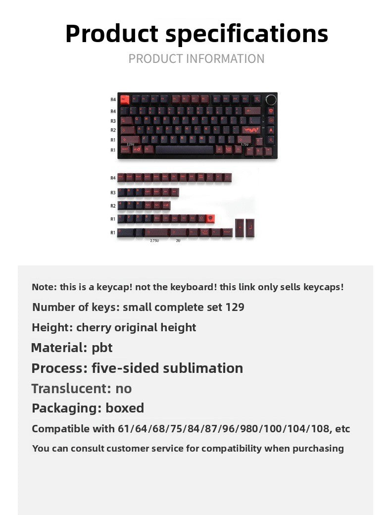 GMK Red Dragon Red Dragon Keycap Small Full Set Original Height PBT Dye-Sublimation Mechanical Keyboard Keycaps 68/87