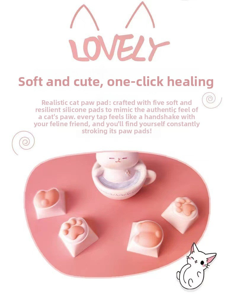 Brand New Keyboard Caps Cute Cat Paw Cat Butt Silicone Soft Elastic Feel Mechanical Keyboard Keycaps Universal Personalized Wear-resistant