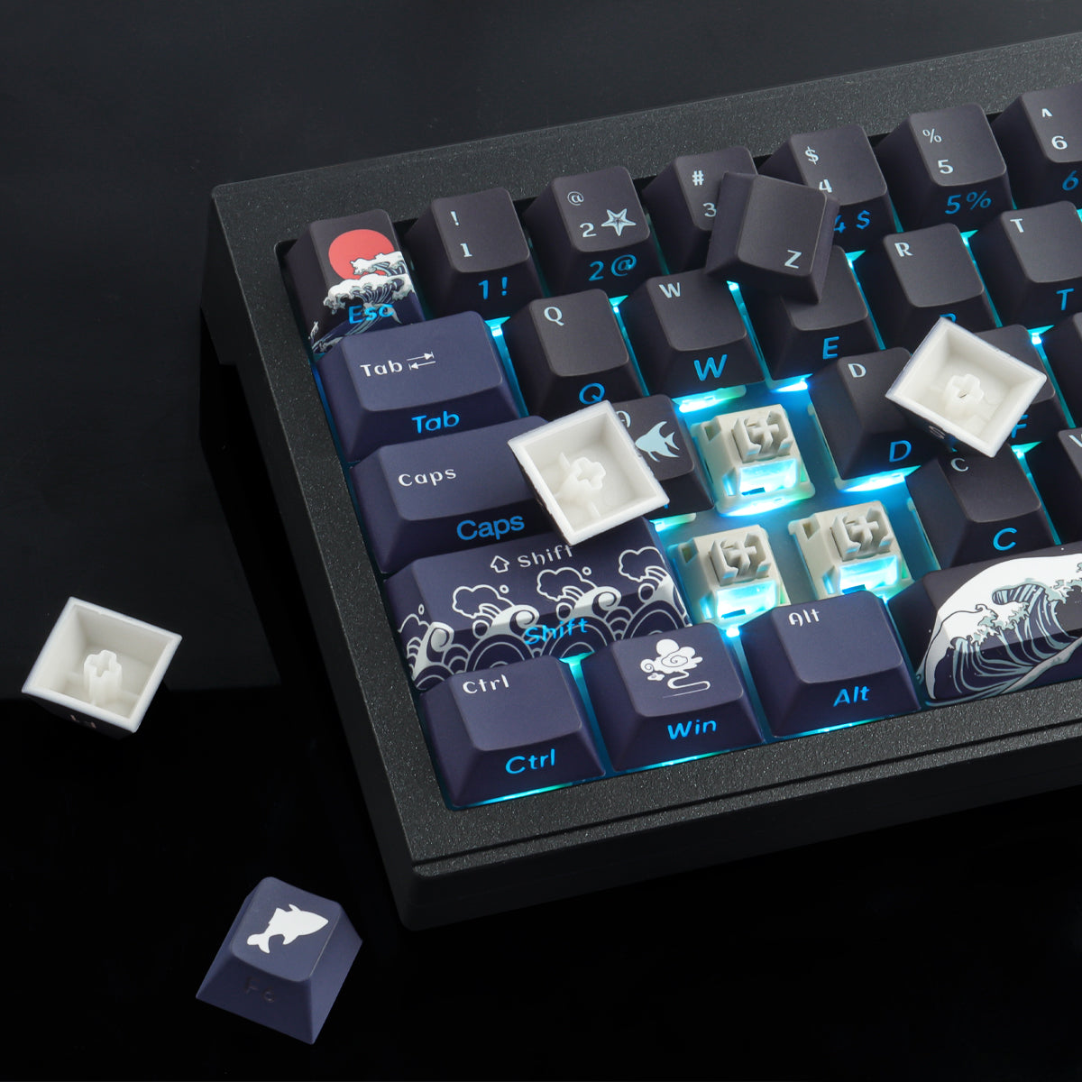 Black Coral Sea Side light keycaps