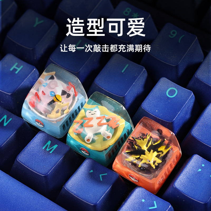 DIY Epoxy Crystal Three Holy Birds Mechanical Keyboard Custom Keycaps Pokémon Keycaps Cross Translucent SA High