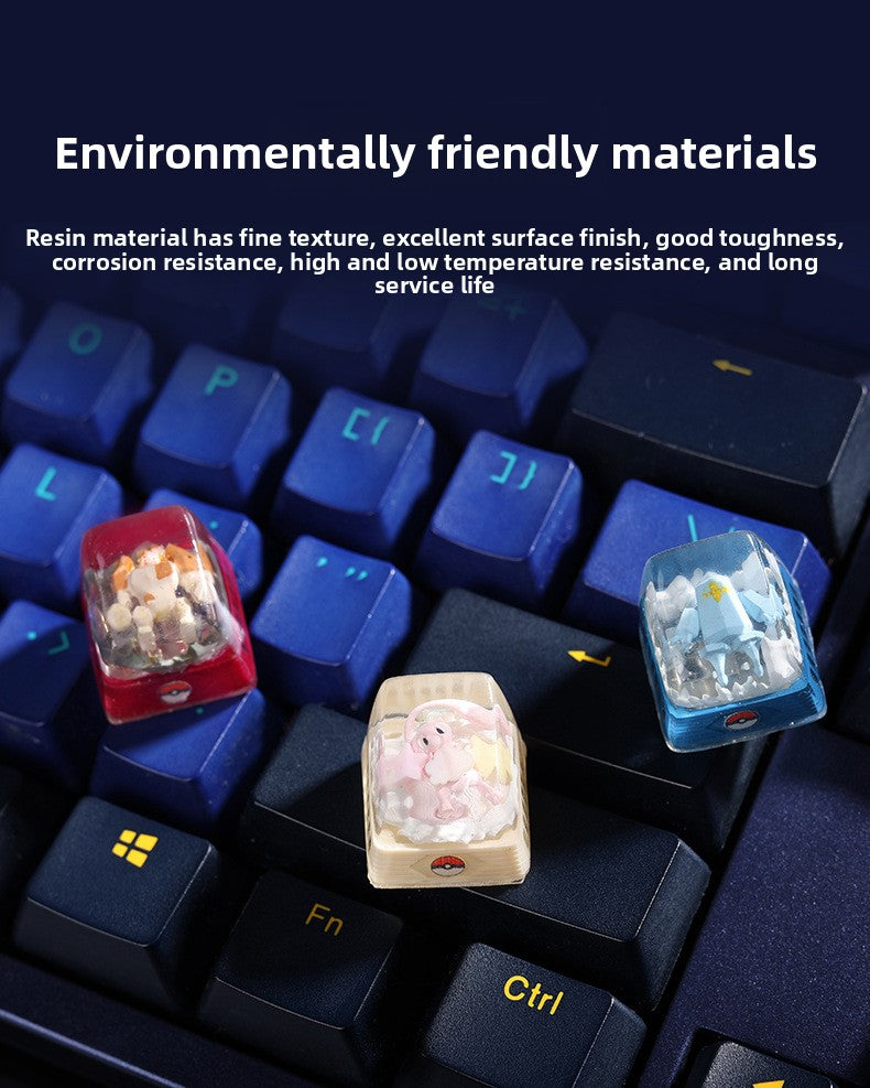 DIY Epoxy Crystal Three Holy Birds Mechanical Keyboard Custom Keycaps Pokémon Keycaps Cross Translucent SA High