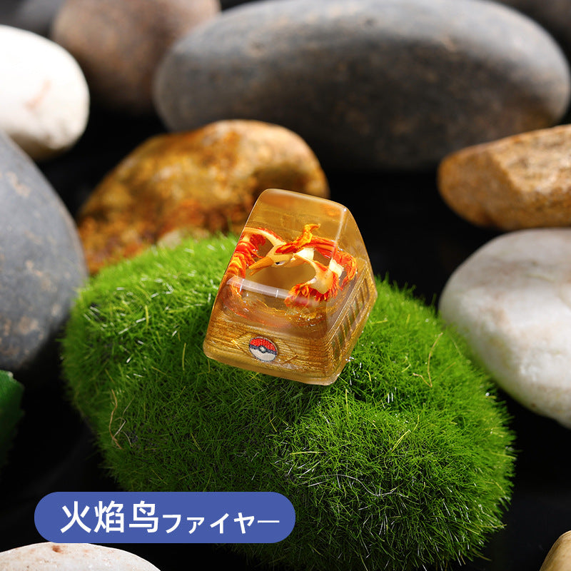 DIY Epoxy Crystal Three Holy Birds Mechanical Keyboard Custom Keycaps Pokémon Keycaps Cross Translucent SA High