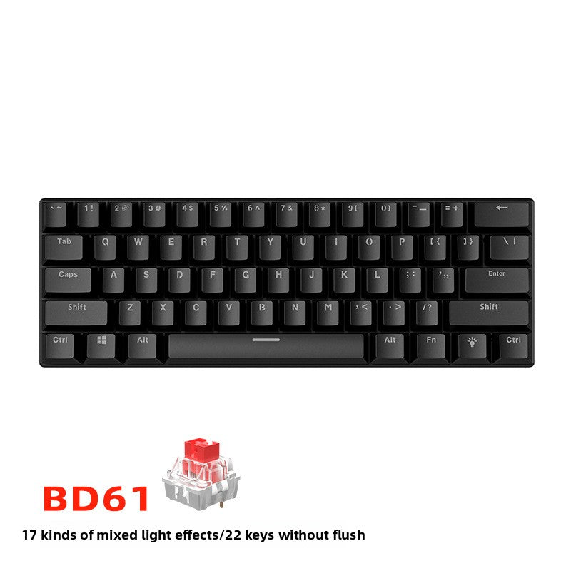 Wired Mechanical Keyboard Red Axis Green Axis Tea Axis Mixed Light E-sports Game 61 Key Mechanical Keyboard