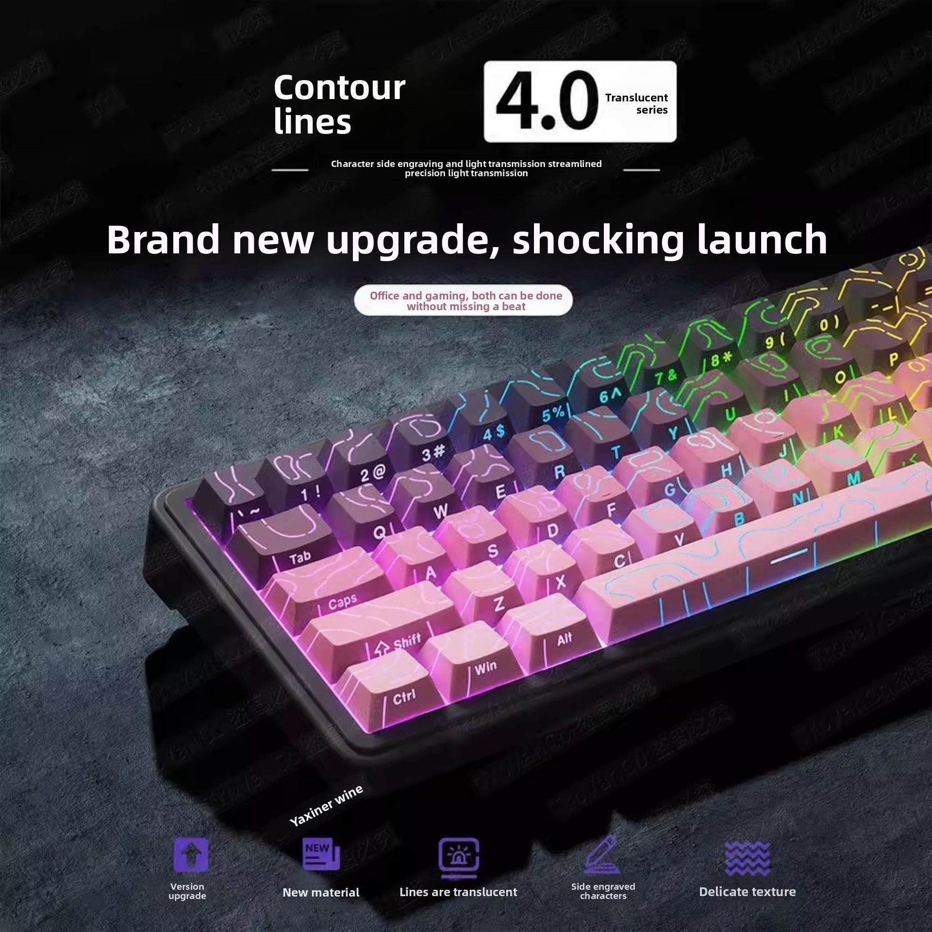 Wolf Spider Contour Side-Engraved Keycaps Translucent Original Height 132 Keys Small Full Set Compatible with 68/75/87/104 Keys