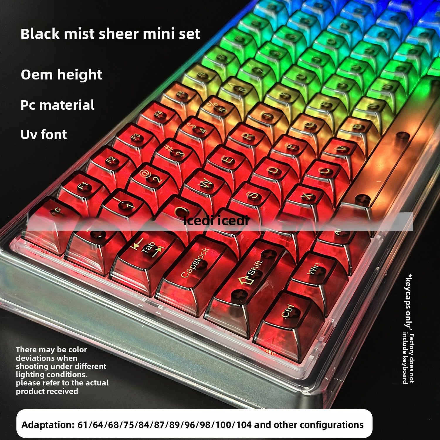 Bingdian Translucent Keycaps Crystal Ice Crystal Full Set Boxed Wholesale Transparent Crystal Magnetic Axis Mechanical Keycaps Light Pollution