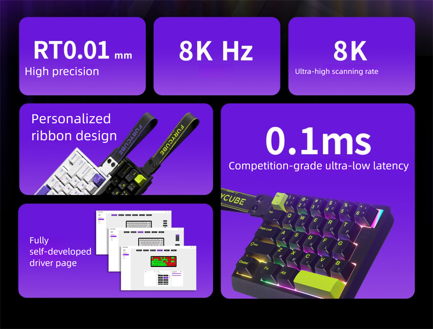 FURYCUBE M30HE Gaming Mechanical Keyboard 8K Magnetic Switches Game Artifact Fearless Contract Quick Trigger