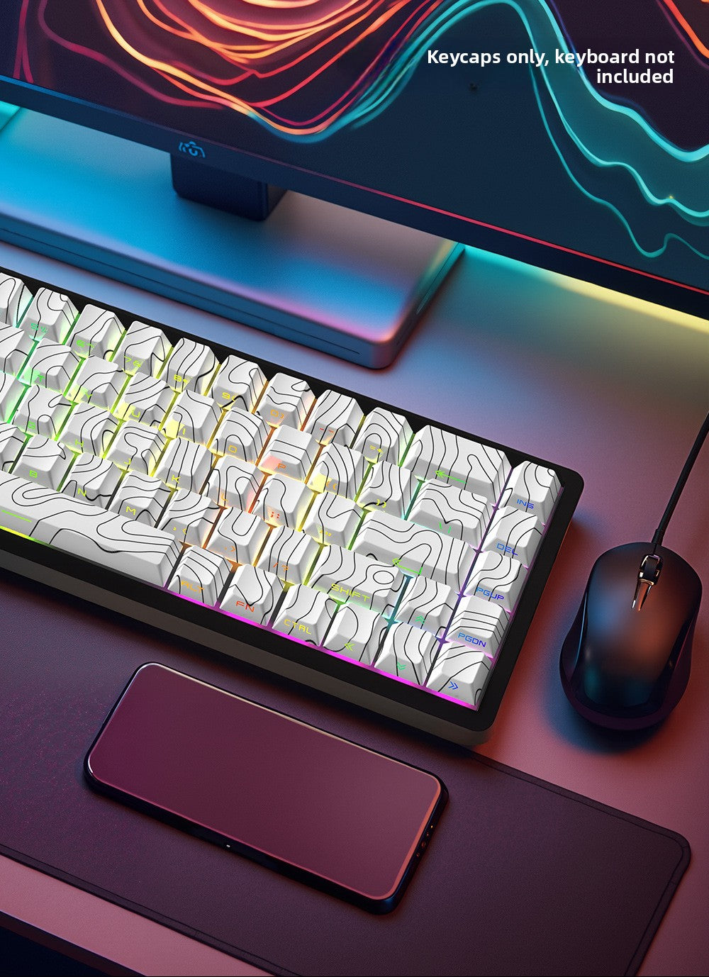 129 Keys Original Side-Engraved Translucent Keycaps PBT Dye-Sublimation Mechanical Keyboard Keycaps