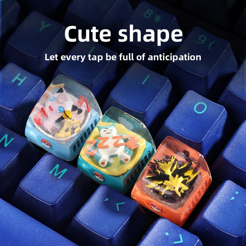 DIY Epoxy Crystal Three Holy Birds Mechanical Keyboard Custom Keycaps Pokémon Keycaps Cross Translucent SA High