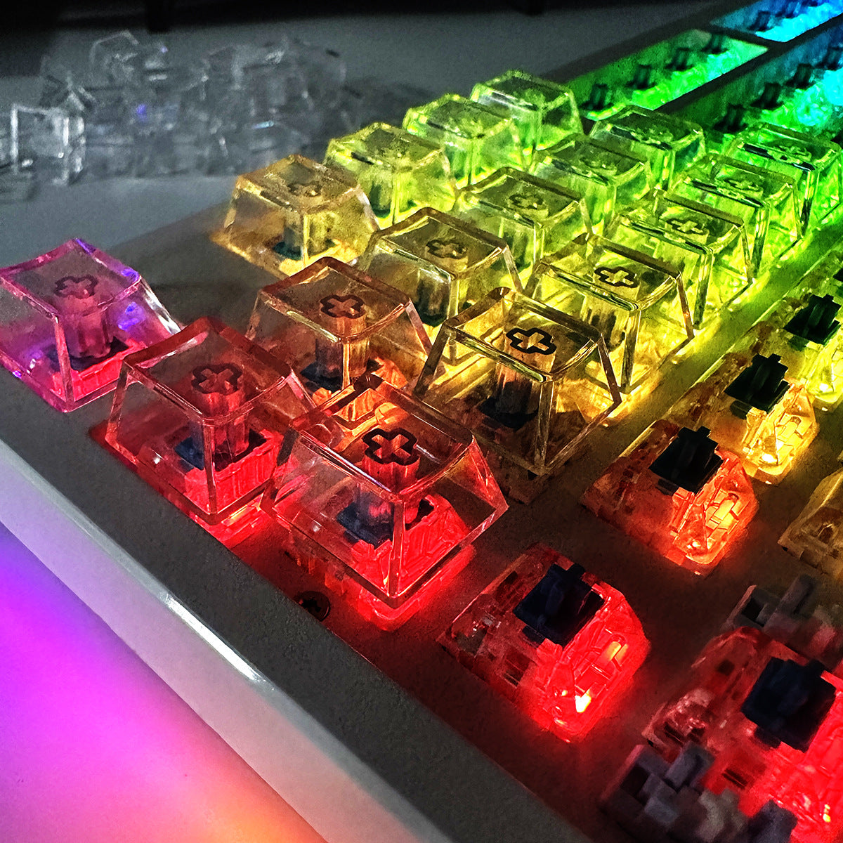 Original Height Keycaps PC Transparent Keycaps High Gloss Transparent Keycaps Cherry High Transparency Keycaps Mechanical Keycaps