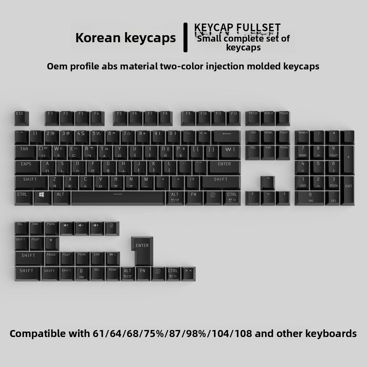 Korean Mechanical Keyboard Keycaps Personalized Character Translucent Keycaps Korean Black White Foreign Language