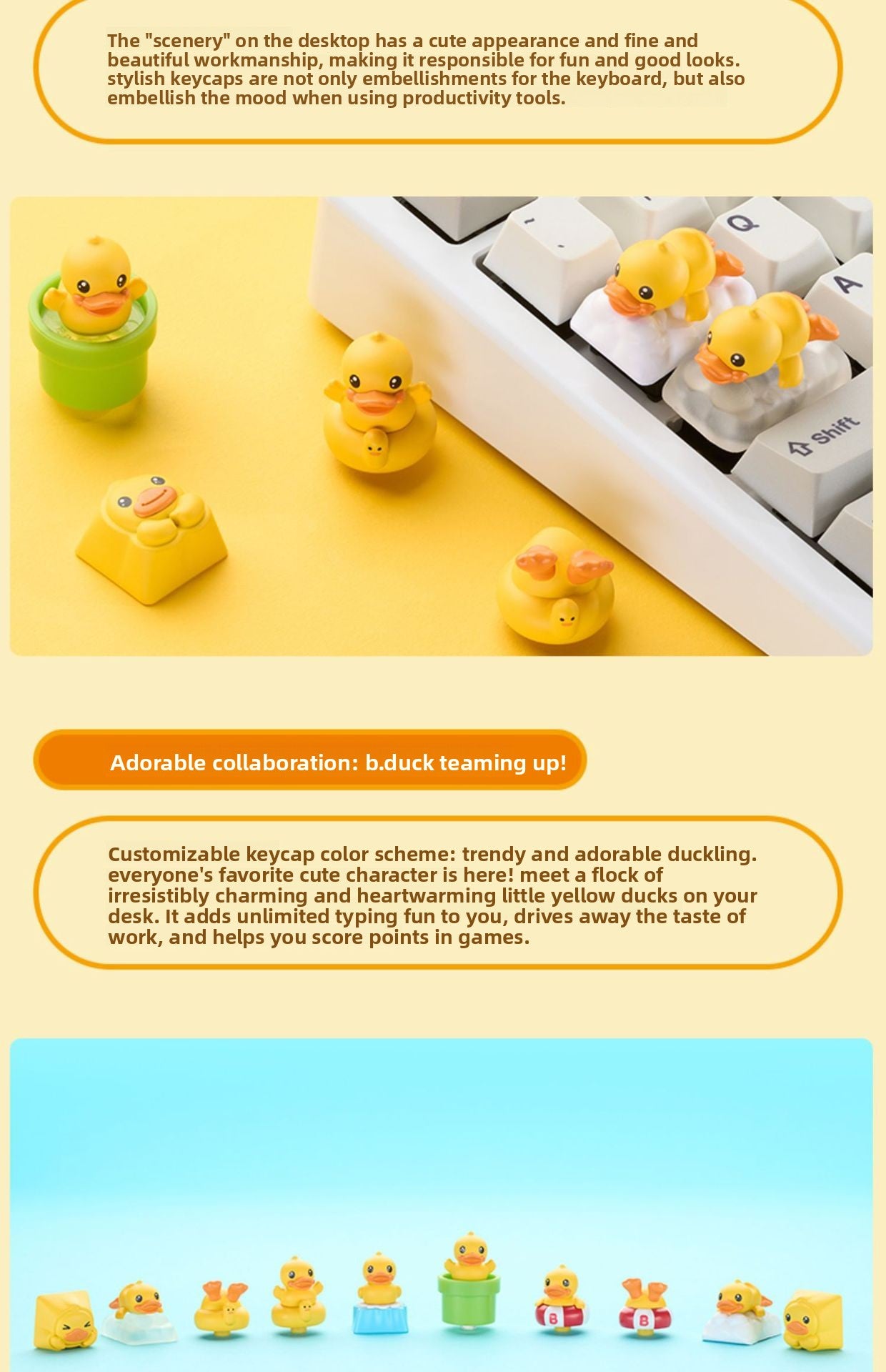 Zomoplus Keycap xB.Duck Original Personality Mechanical Keyboard Keycap Single Custom High Aesthetic