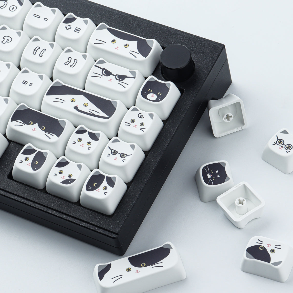 Black White Kitten keycaps