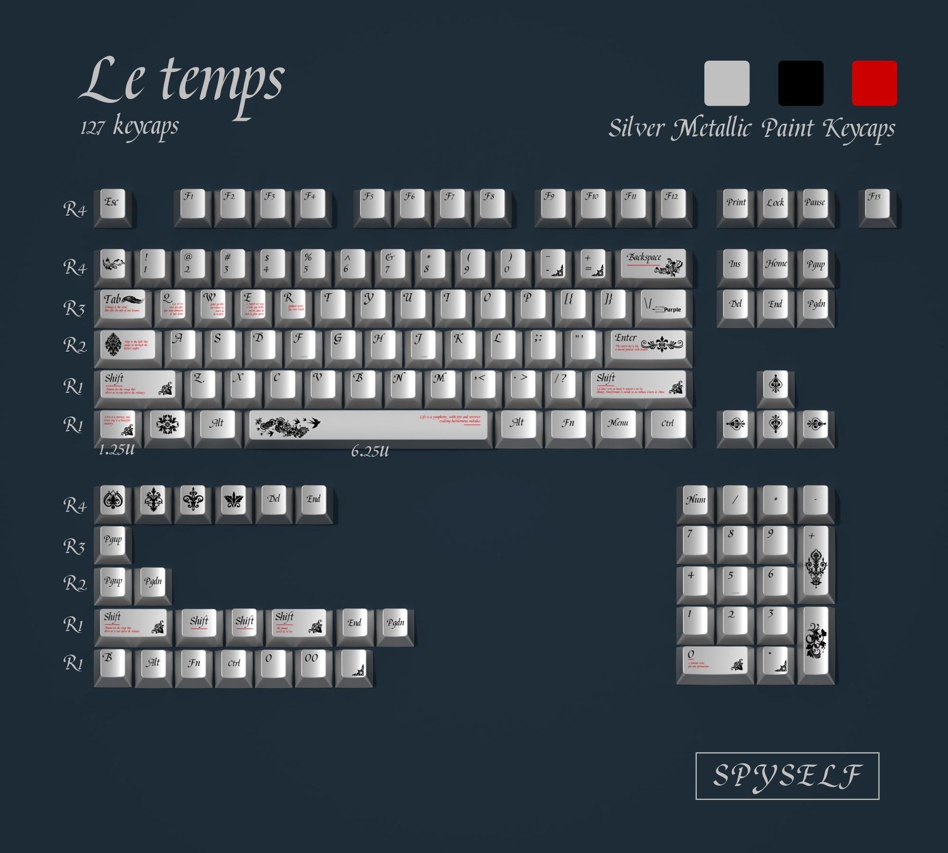 Time Key Metal Texture Keycap Matte Five-Sided Dye-Sublimation Compatible with Magnetic Switches Night Demon Wooting Meijia Shi