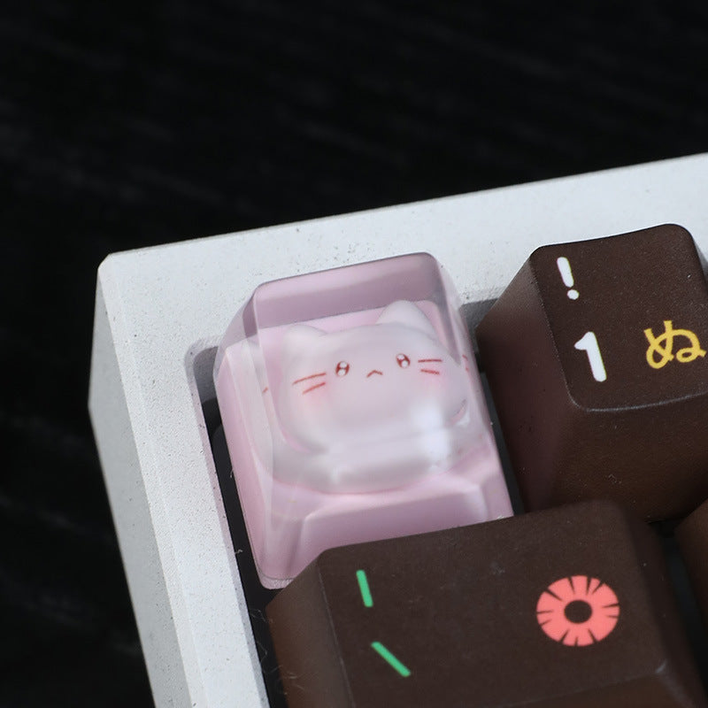 Personalized Resin Epoxy Translucent Cute Cat Keycap Cross Axis Mechanical Keyboard Keycap Single Height