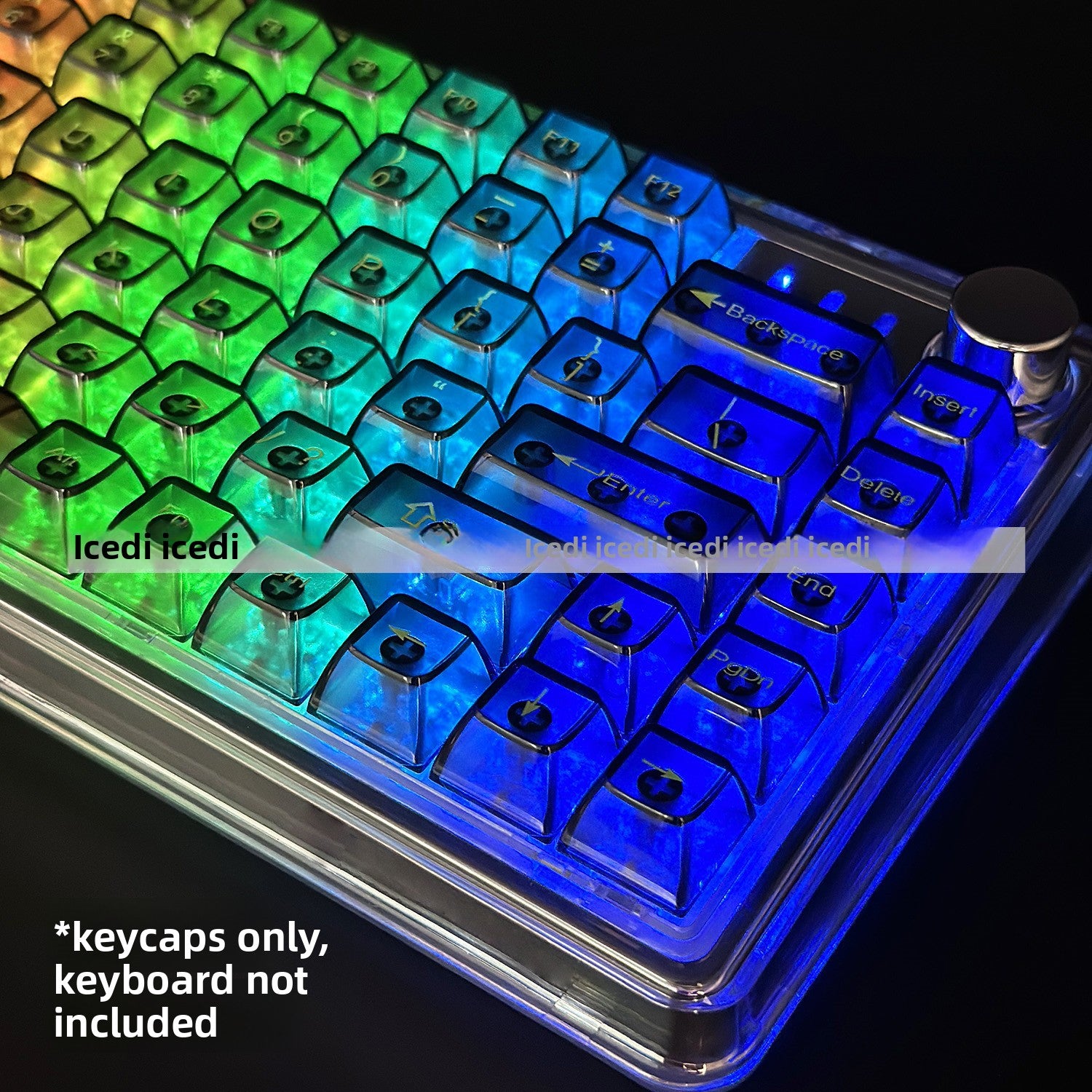 Bingdian Translucent Keycaps Crystal Ice Crystal Full Set Boxed Wholesale Transparent Crystal Magnetic Axis Mechanical Keycaps Light Pollution