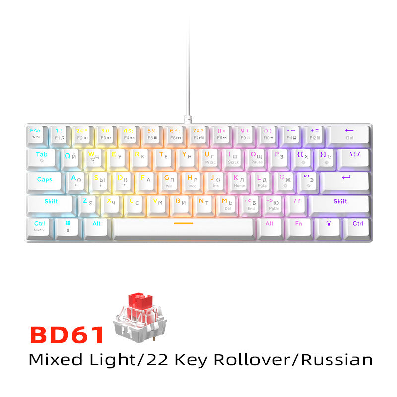 Wired Mechanical Keyboard Red Axis Green Axis Tea Axis Mixed Light E-sports Game 61 Key Mechanical Keyboard