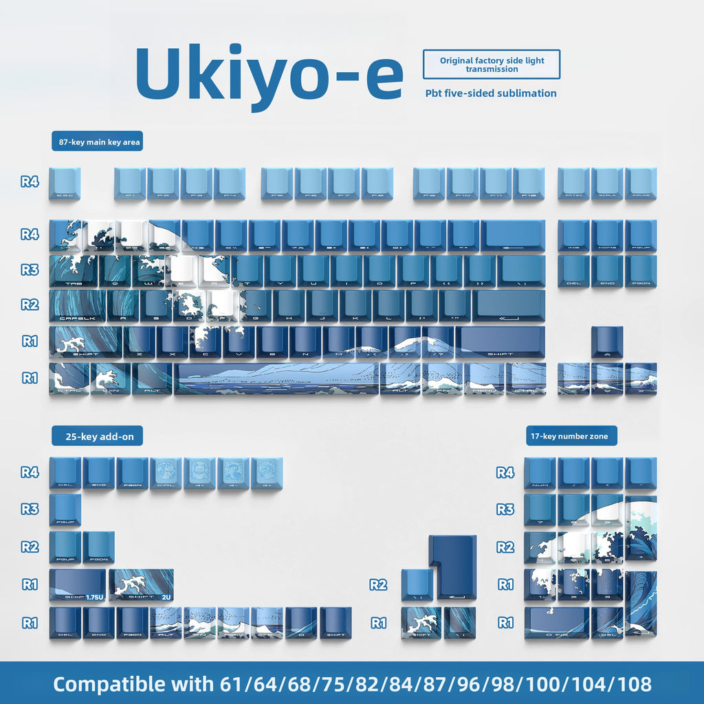 129 Keys Original Side-Engraved Translucent Keycaps PBT Dye-Sublimation Mechanical Keyboard Keycaps