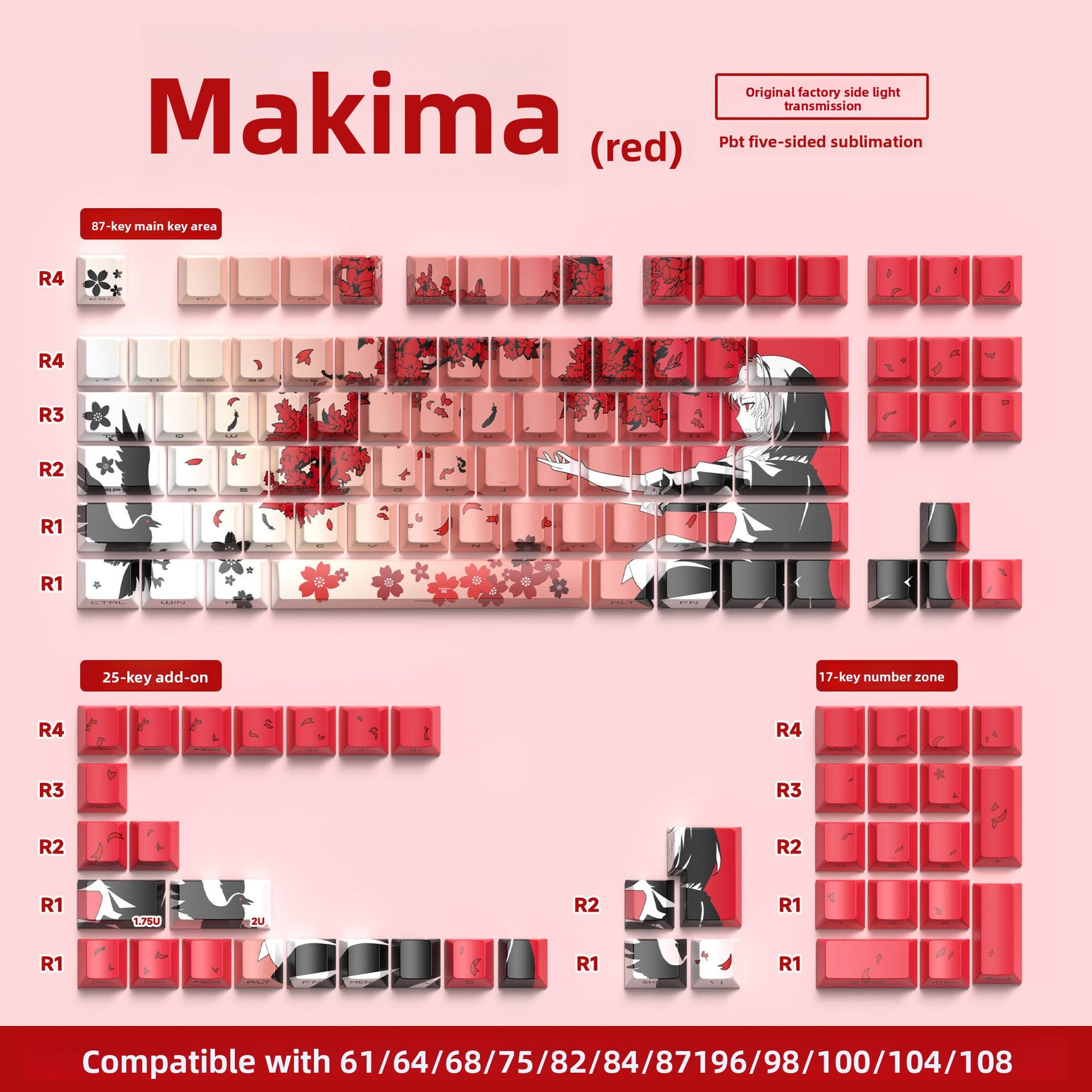 129 Keys Original Side-Engraved Translucent Keycaps PBT Dye-Sublimation Mechanical Keyboard Keycaps