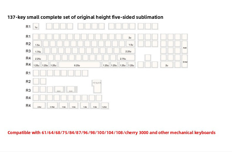 PBT Material XDA Profile Minimalist White Keycaps Light Blocking 134 Keys Small Full Set Material Mechanical Keyboard Keycaps