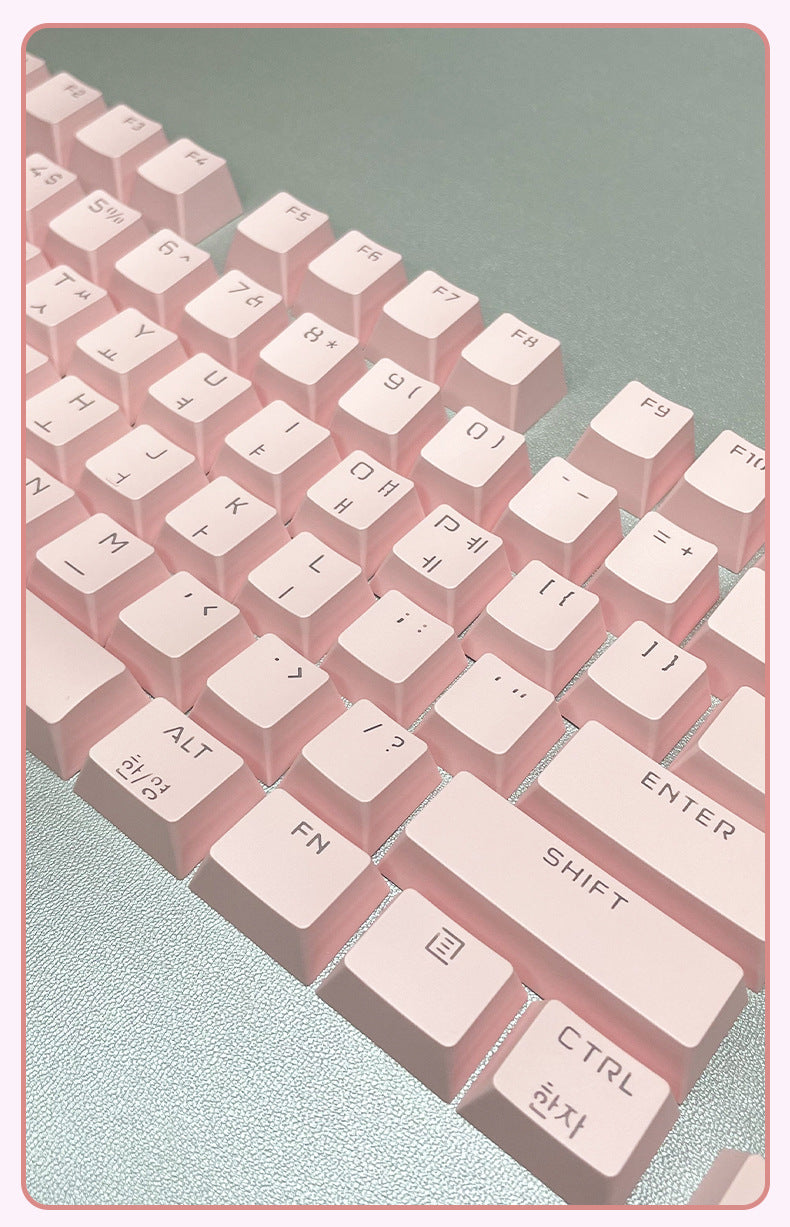 Korean Mechanical Keyboard Keycaps Personalized Character Translucent Keycaps Korean Black White Foreign Language