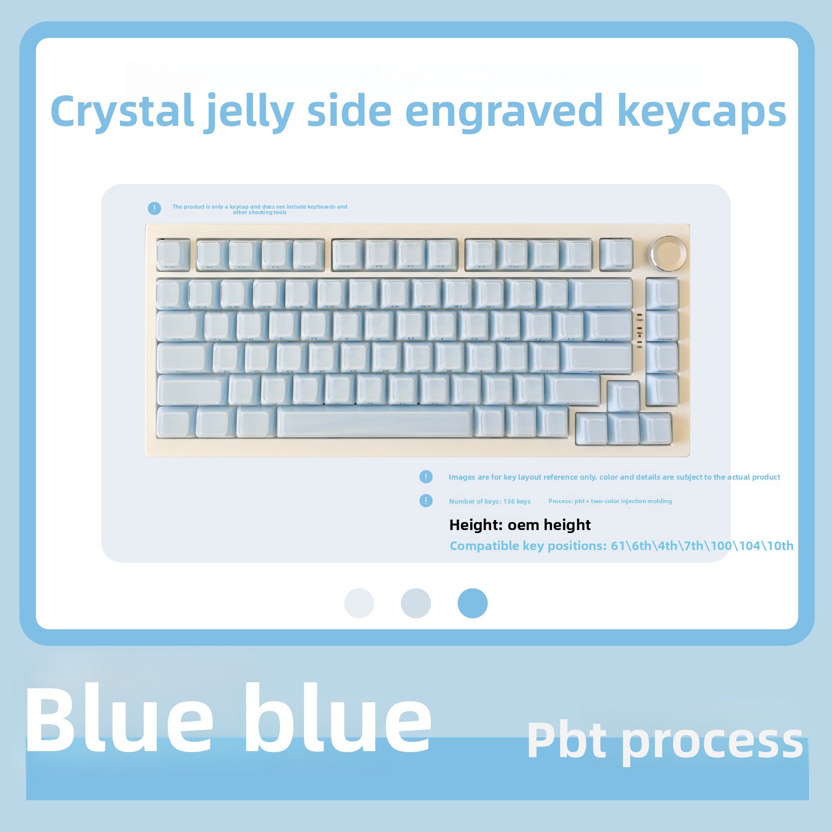 Ice Crystal Wooting Mechanical Keyboard 136 Keys Small Full Key PC Dual Color Injection Crystal Jelly Side Engraved Keycaps Universal