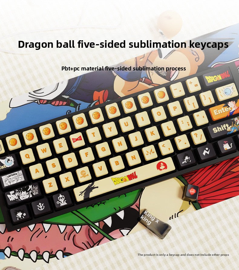 Dragon Ball Theme Four-Sided Translucent Pudding Keycap PBT Dye-Sublimation Compatible with Meijia Lion Wooting