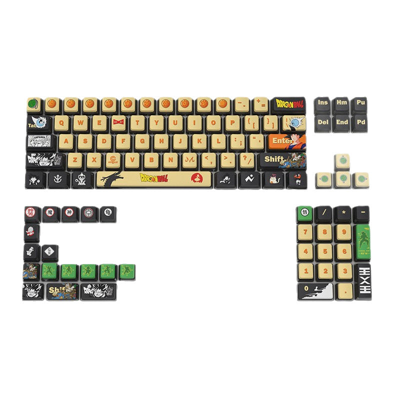 Dragon Ball Theme Four-Sided Translucent Pudding Keycap PBT Dye-Sublimation Compatible with Meijia Lion Wooting