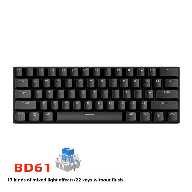 Wired Mechanical Keyboard Red Axis Green Axis Tea Axis Mixed Light E-sports Game 61 Key Mechanical Keyboard