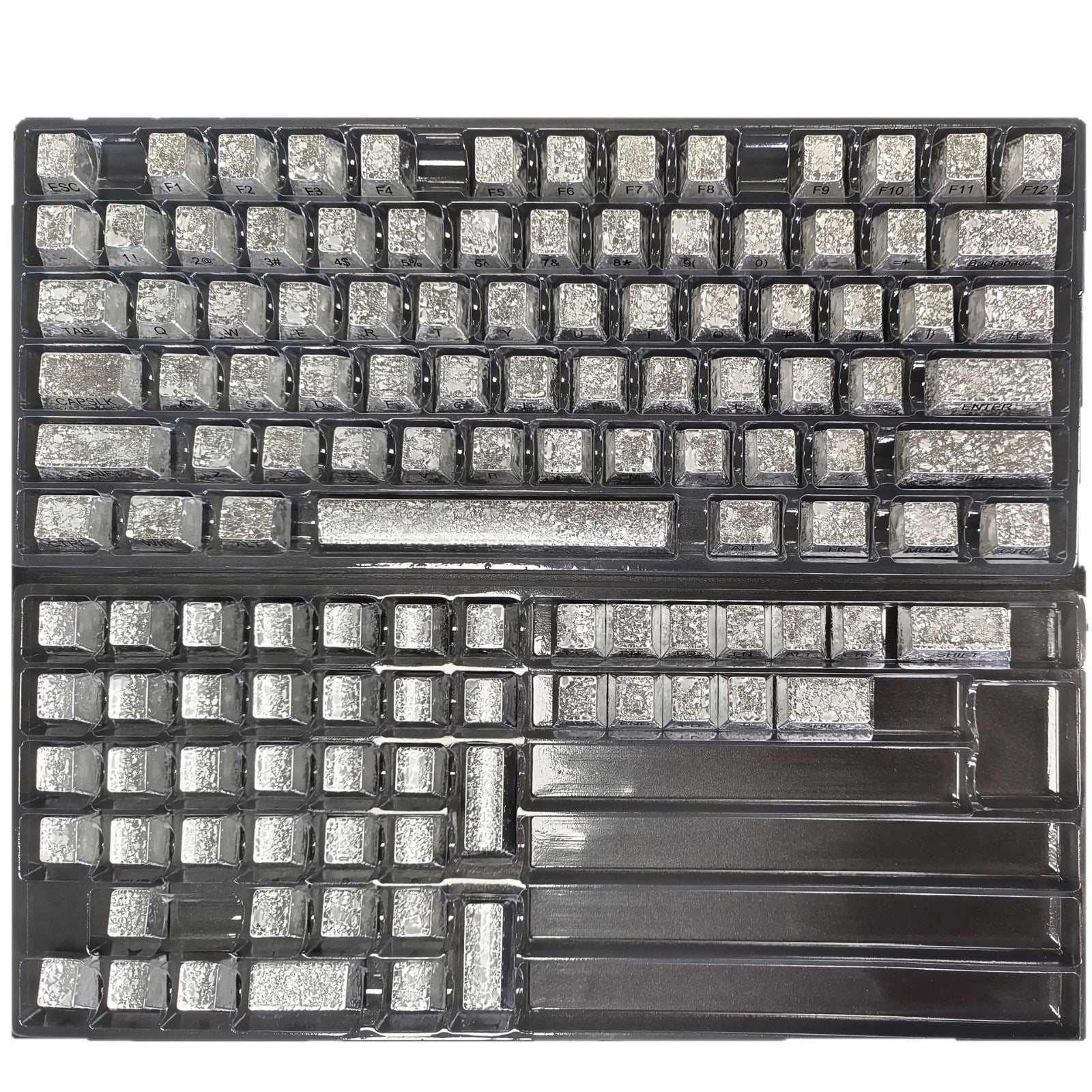 Ice Crack Metallic Paint Original Side Engraving Translucent Sublimation Keyboard Keycaps Compatible with Night Demon Mega Lion Wooting 60