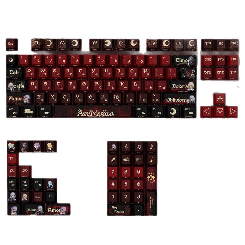AveMujica Side Engraved Translucent Original Full Set PBT Dye-Sublimation Keycaps Compatible with Logitech and Wooting