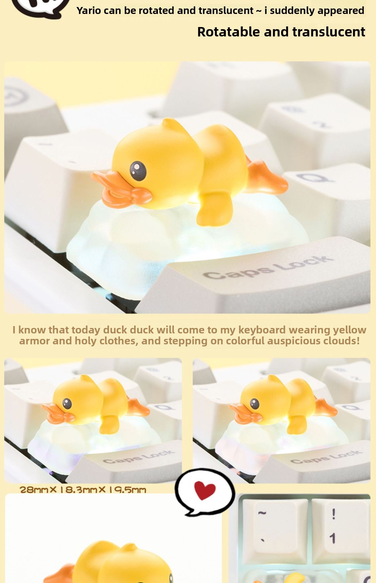 Zomoplus Keycap xB.Duck Original Personality Mechanical Keyboard Keycap Single Custom High Aesthetic