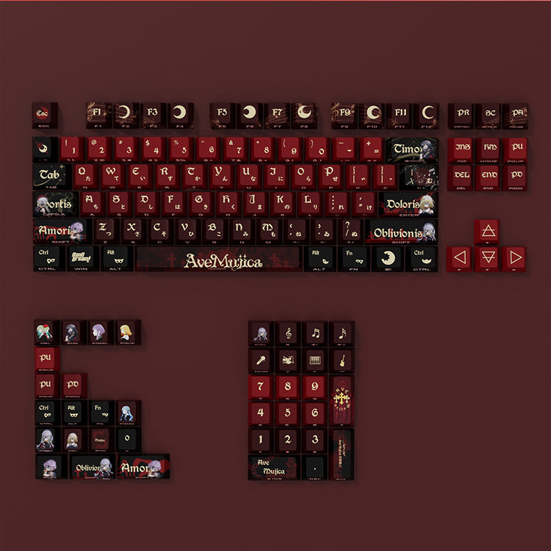 AveMujica Side Engraved Translucent Original Full Set PBT Dye-Sublimation Keycaps Compatible with Logitech and Wooting