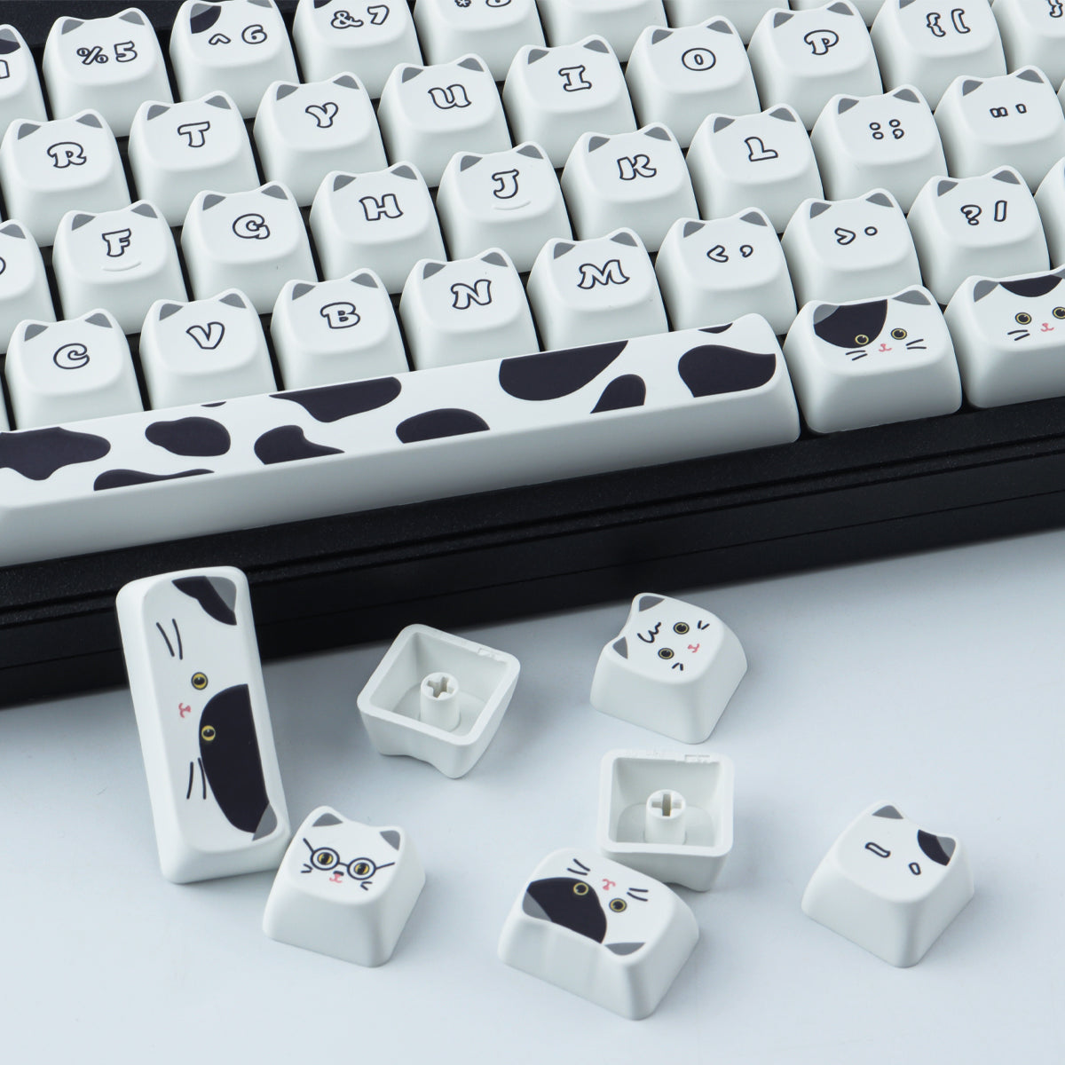 Black White Kitten keycaps