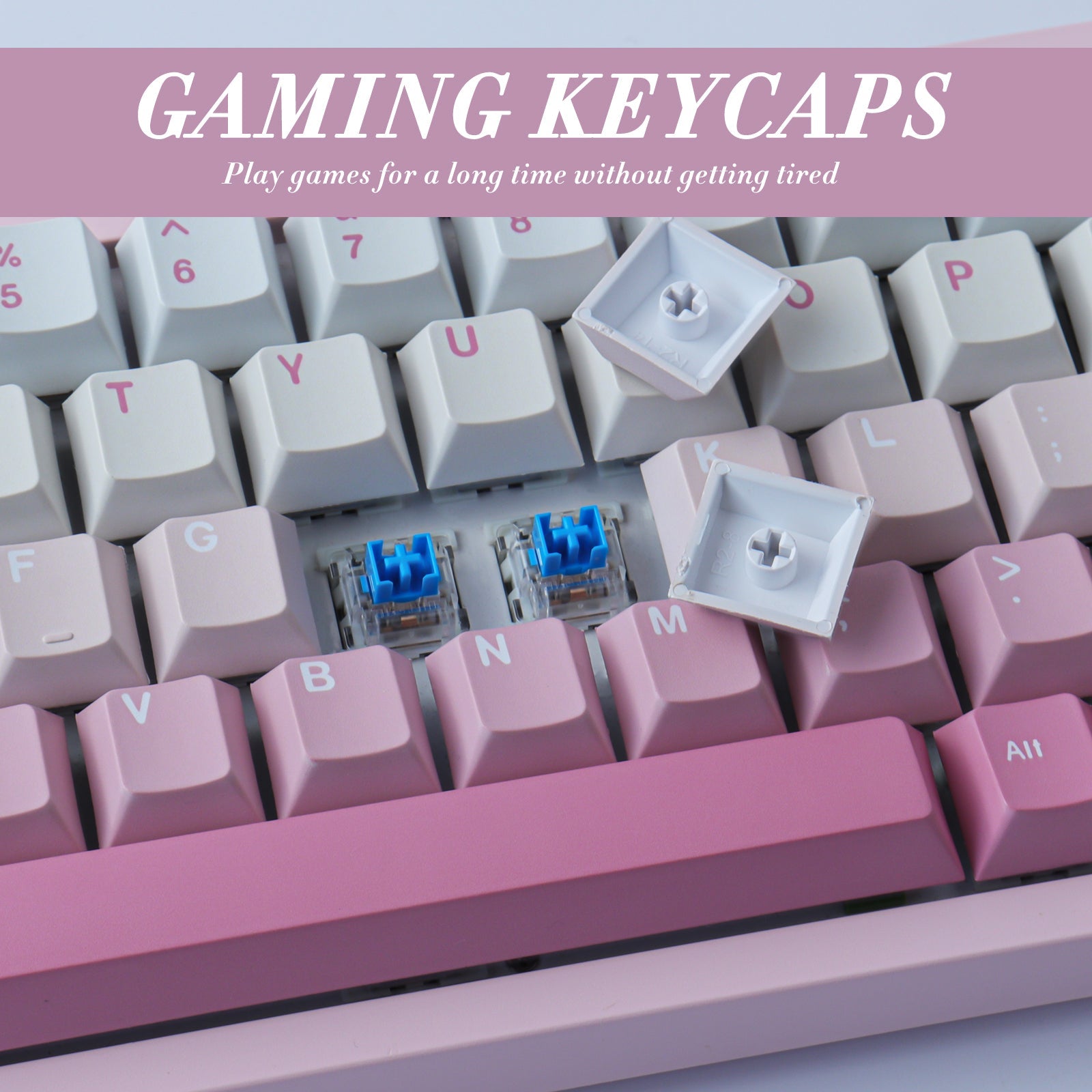 Pink White Gradient keycaps