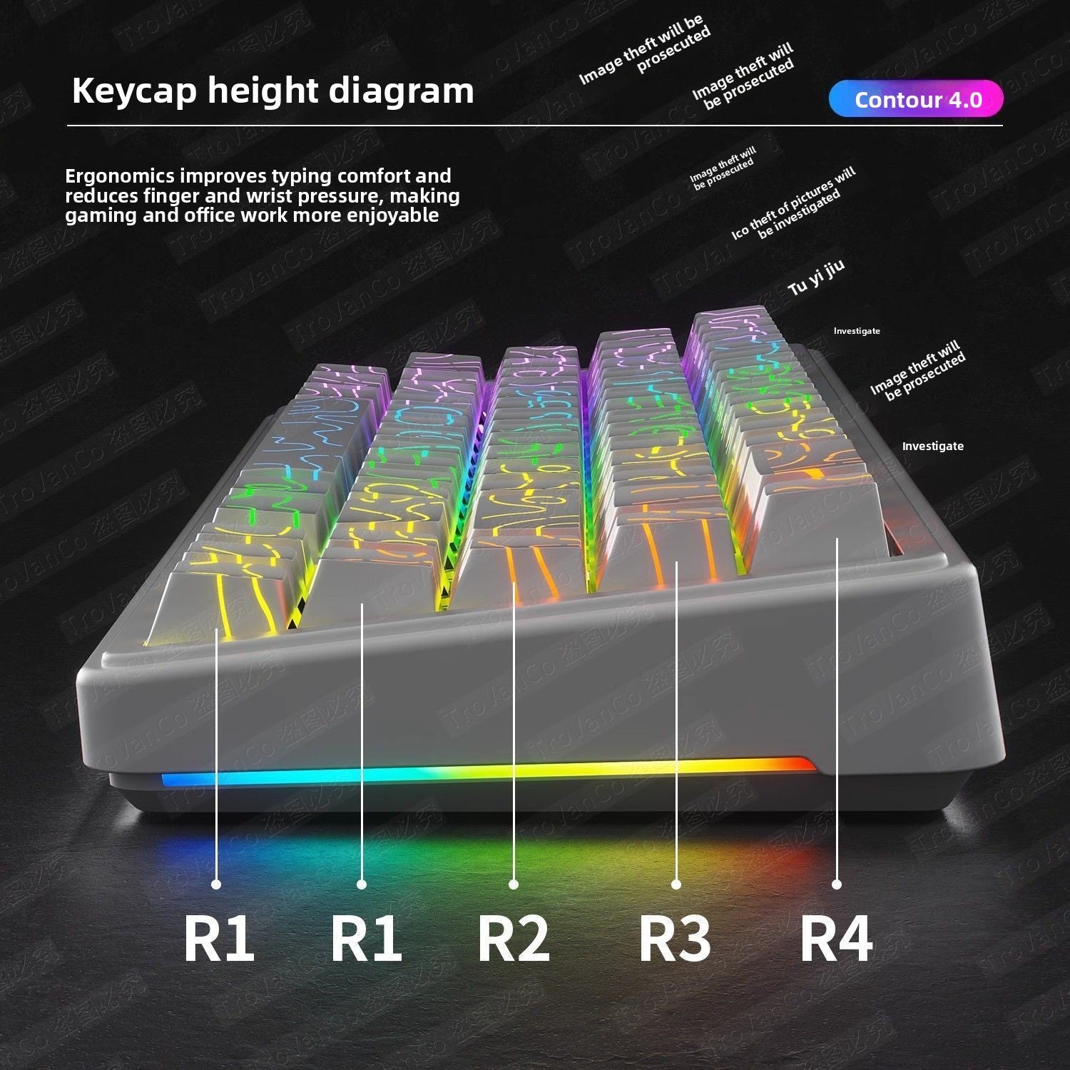 Wolf Spider Contour Side-Engraved Keycaps Translucent Original Height 132 Keys Small Full Set Compatible with 68/75/87/104 Keys