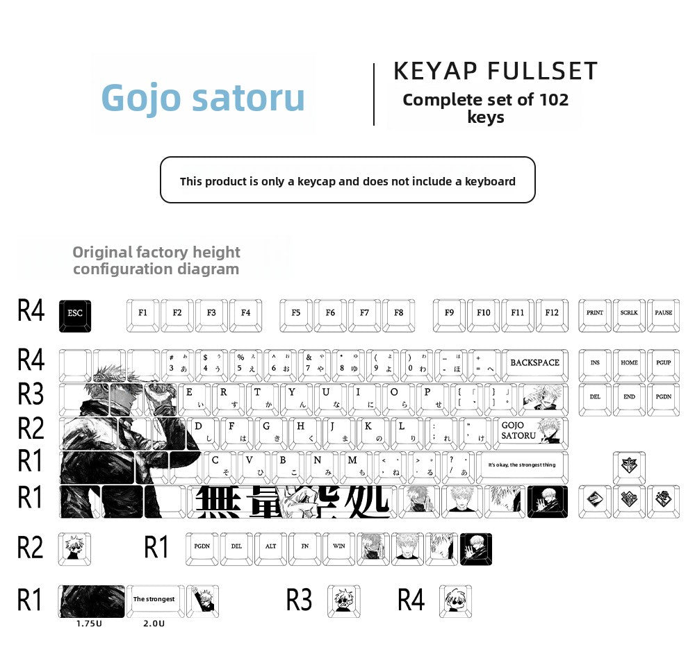 Jujutsu Kaisen Gojo Satoru Keycap Five-Sided Sublimation Customization Compatible with Wooting 60HE Keycap