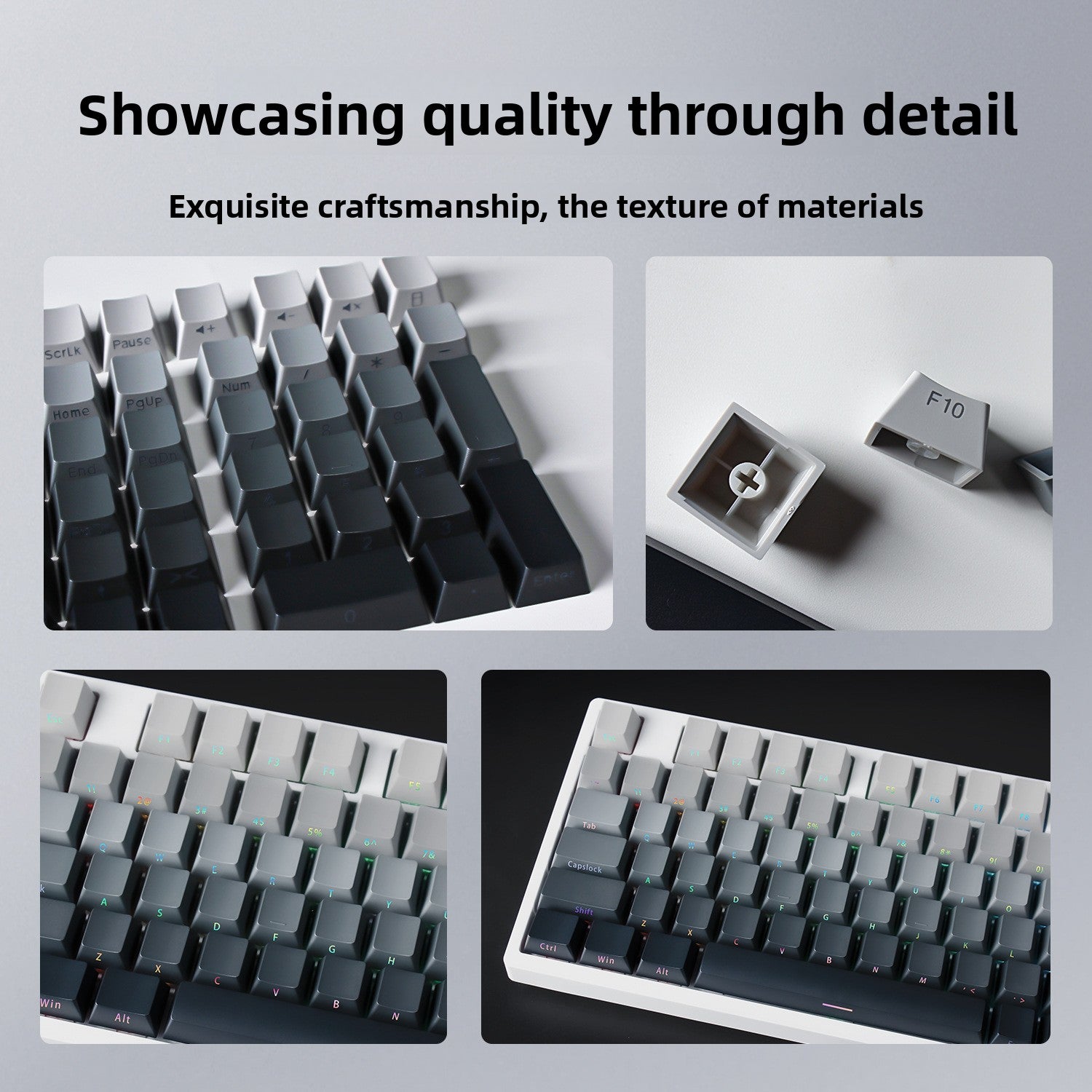 Original Height Side-Engraved Translucent Keycaps PBT Dual-Color Gradient Full Set Sublimation Custom Keyboard Keycaps