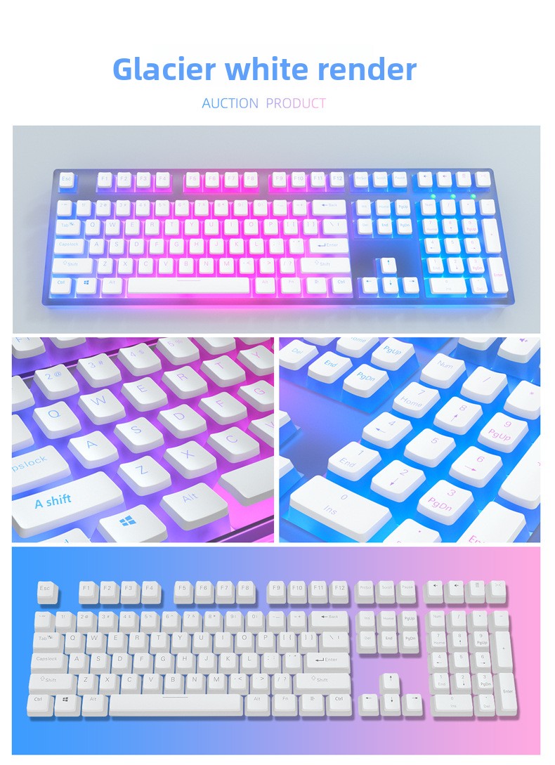 Double-Skin Milk Pudding Translucent Keycap Closed Two-Color No Water Port 61/68/87/96/98/100/104/etc