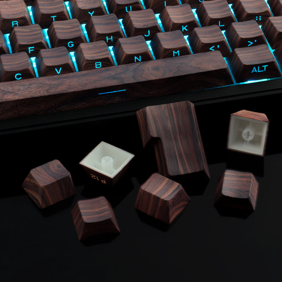 Wood Grain Side light keycaps